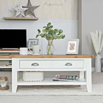 Chiltern Oak Furniture Chester White Painted Oak Coffee Table With Drawers
