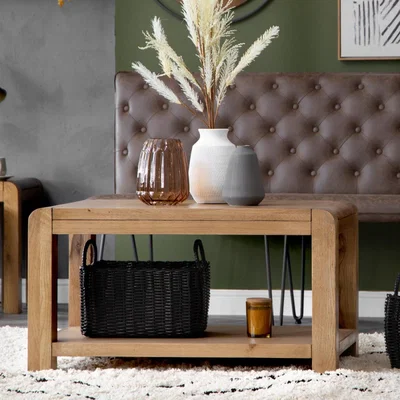 Chiltern Oak Furniture Oslo Chunky Oak Coffee Table With Shelf