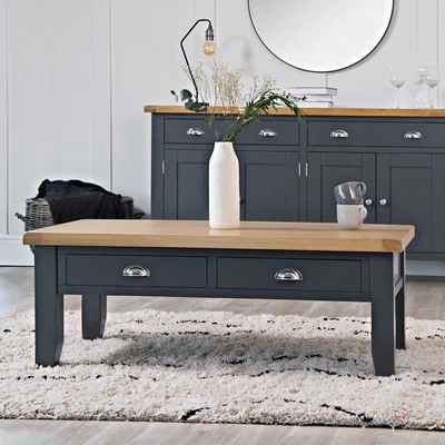 Chiltern Oak Furniture Suffolk Midnight Grey Painted Oak Large Coffee Table