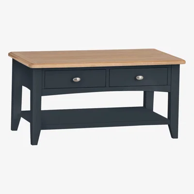 Chiltern Oak Furniture Gloucester Midnight Grey Painted Oak Large Coffee Table