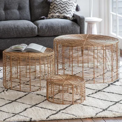Cuckooland Borneo Set of 3 Rattan Coffee Tables