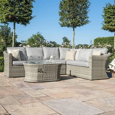 Cuckooland Maze Rattan Oxford Large Corner Sofa with Fire Pit Coffee Table