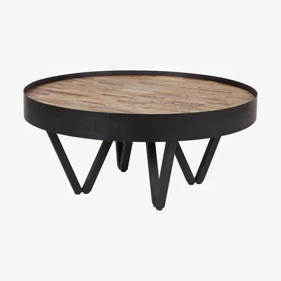 Cuckooland Dax Round Coffee Table with Wooden Inlay by Woood