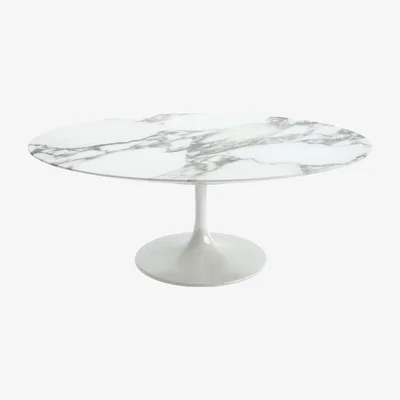 The Conran Shop Tulip Oval Coffee Table in Arabescato Marble & White 70cm