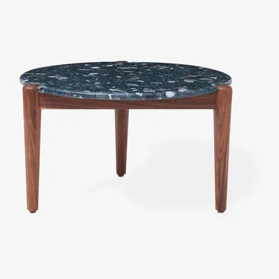 The Conran Shop Exclusive 456MM Sidekicks Coffee Table in Green Terrazzo & Danish Oiled Walnut