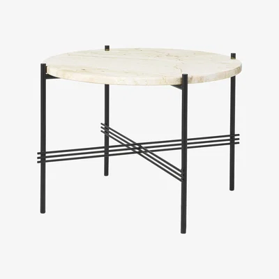 The Conran Shop TS Coffee Table in Neutral White Travertine & Black 55cm
