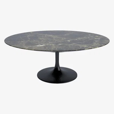 The Conran Shop Tulip Oval Coffee Table Emperador Satin Finish Marble & Black Base