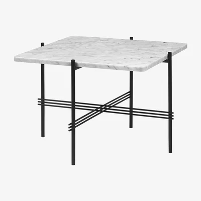 The Conran Shop TS Square Coffee Table in White Carrara Marble & Black 55cm