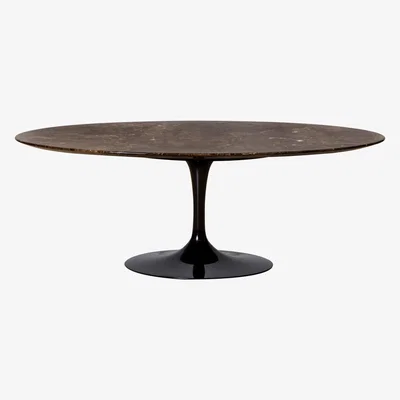 The Conran Shop Tulip Oval Coffee Table Emperador Marble & Black Base 70cm