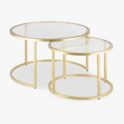 Cult Furniture Set of 2 Nesting Coffee Tables, Brass