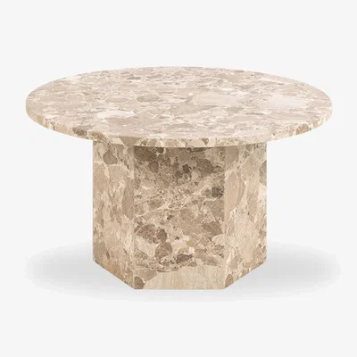 Cult Furniture Naxos Round Coffee Table, Latte Marble