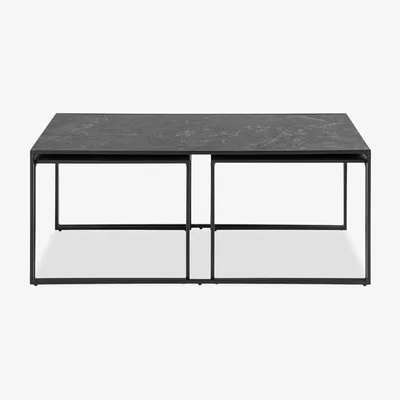 Cult Furniture £30  Off  Infinity Set of 3 Nesting Coffee Tables, Black Marble Effect