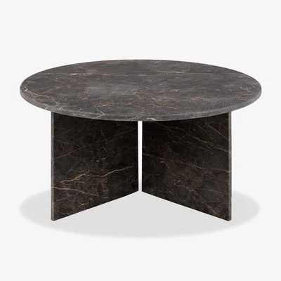 Cult Furniture Vega Round Coffee Table, Storm Grey Marble