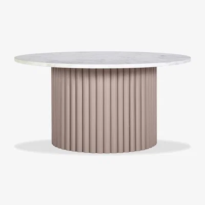 Cult Furniture Medby Round Coffee Table, White Marble & Taupe