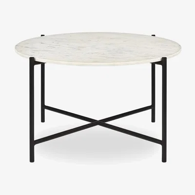 Cult Furniture Aria Round Coffee Table, White Marble & Black