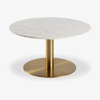 Cult Furniture £40 Off Corby Round Coffee Table, White Marble & Brass