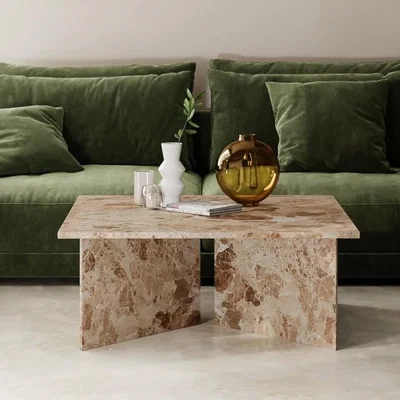 Cult Furniture Vega Square Coffee Table, Latte Marble