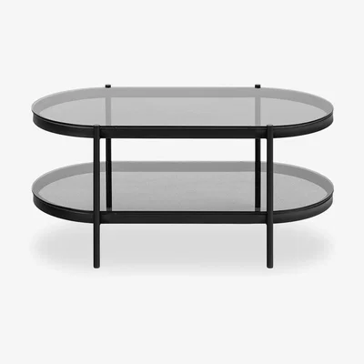 Cult Furniture Bayonne Oval Coffee Table, Smoked Glass & Black