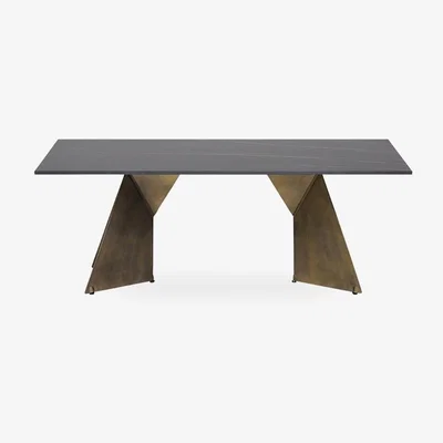 Cult Furniture Abeline Rectangle Coffee Table, Sintered Stone & Brass