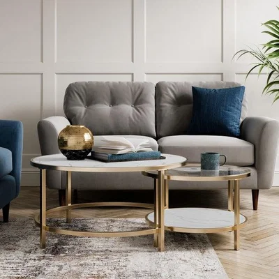 Dunelm Sofia Faux Marble Coffee Nest of Tables