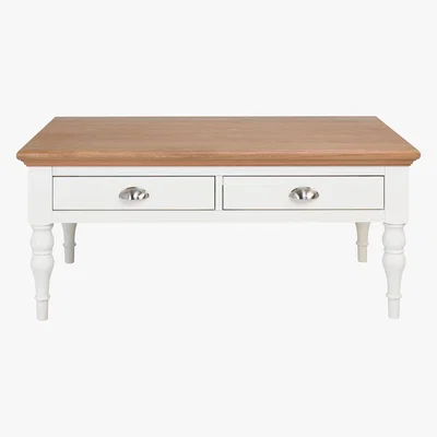 Dunelm Eaton Two Tone Turned Leg Coffee Table Brown and White