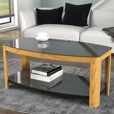 Dunelm Affinity Real Curved Wood Coffee Table FT100AFFO Black