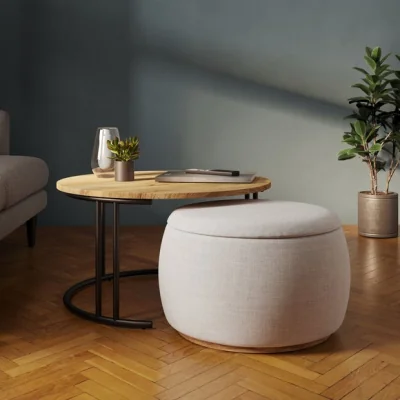 Dunelm Bryant Upholstered Pouffe Coffee Table Nest