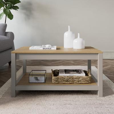 Dunelm Olney Coffee Table with Shelf Stone Grey/Brown