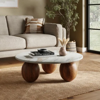 Dunelm Buffie Coffee Table, Marble and Mango Wood