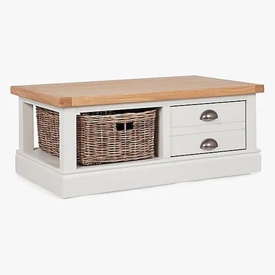 Dunelm Compton Ivory Coffee Table with Baskets Cream and Brown