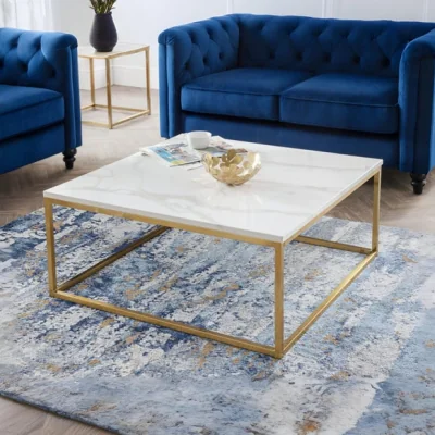 Dunelm Return - Scala Coffee Table, Gold and Marble Effect