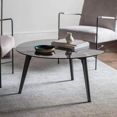 Dunelm Brea Round Coffee Table, Glass Black