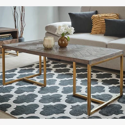 Dunelm Fino Coffee Table Acacia Wood Brown/Gold