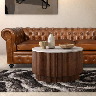 Dunelm Kiera Coffee Table, Mango Wood & Real Marble Walnut