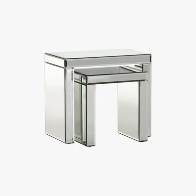 Dunelm Venetian Mirrored Nest Of Tables Silver