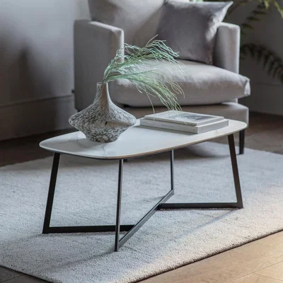 Dunelm Millford Coffee Table, White Marble Effect White