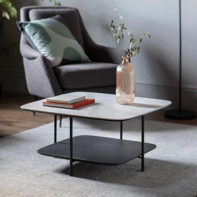 Dunelm Fairfield Coffee Table, Marble Effect White
