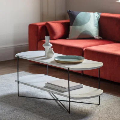 Dunelm Ouray Display Coffee Table, White Marble Effect White