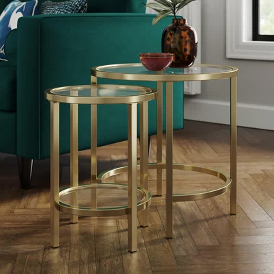 Dunelm Sofia Glass Nest of Tables Gold