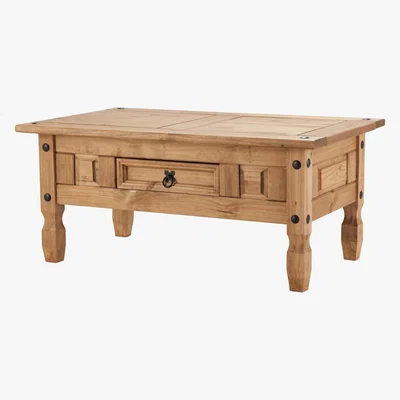 Dunelm Corona Pine Coffee Table with Drawer Natural