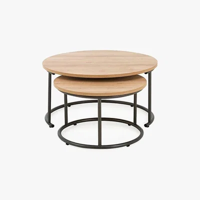Dunelm Fulton Oak Effect Set of 2 Coffee Tables Light Oak