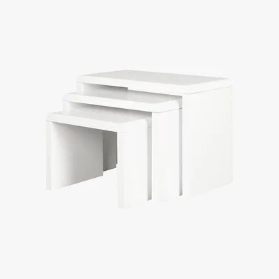 Dunelm Soho White Gloss Nest of Tables White