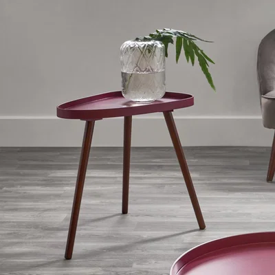 Dunelm Pacific Clarice Pine Wood Side Table Rasberry (Pink)