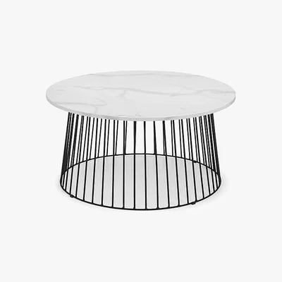 Dunelm Broadway Round White Marble Coffee Table White