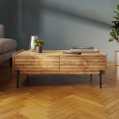 Dunelm Bryant Sliding Coffee Table, Mango Wood Effect Brown