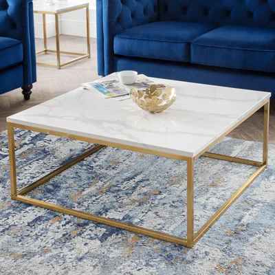 Dunelm Scala Marble Effect Gold Coffee Table Gold