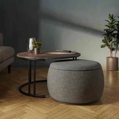 Dunelm Bryant Upholstered Pouffe Coffee Table Nest