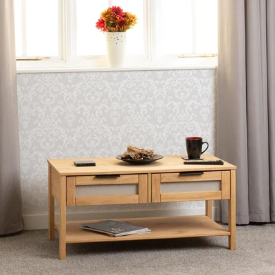 Dunelm Corona Rattan 2 Drawer Coffee Table Brown