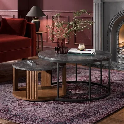 Dunelm Georgi Marble Effect Nest of Coffee Tables