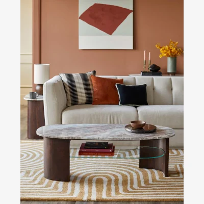 Danetti Adalynn marble coffee table with mango wood